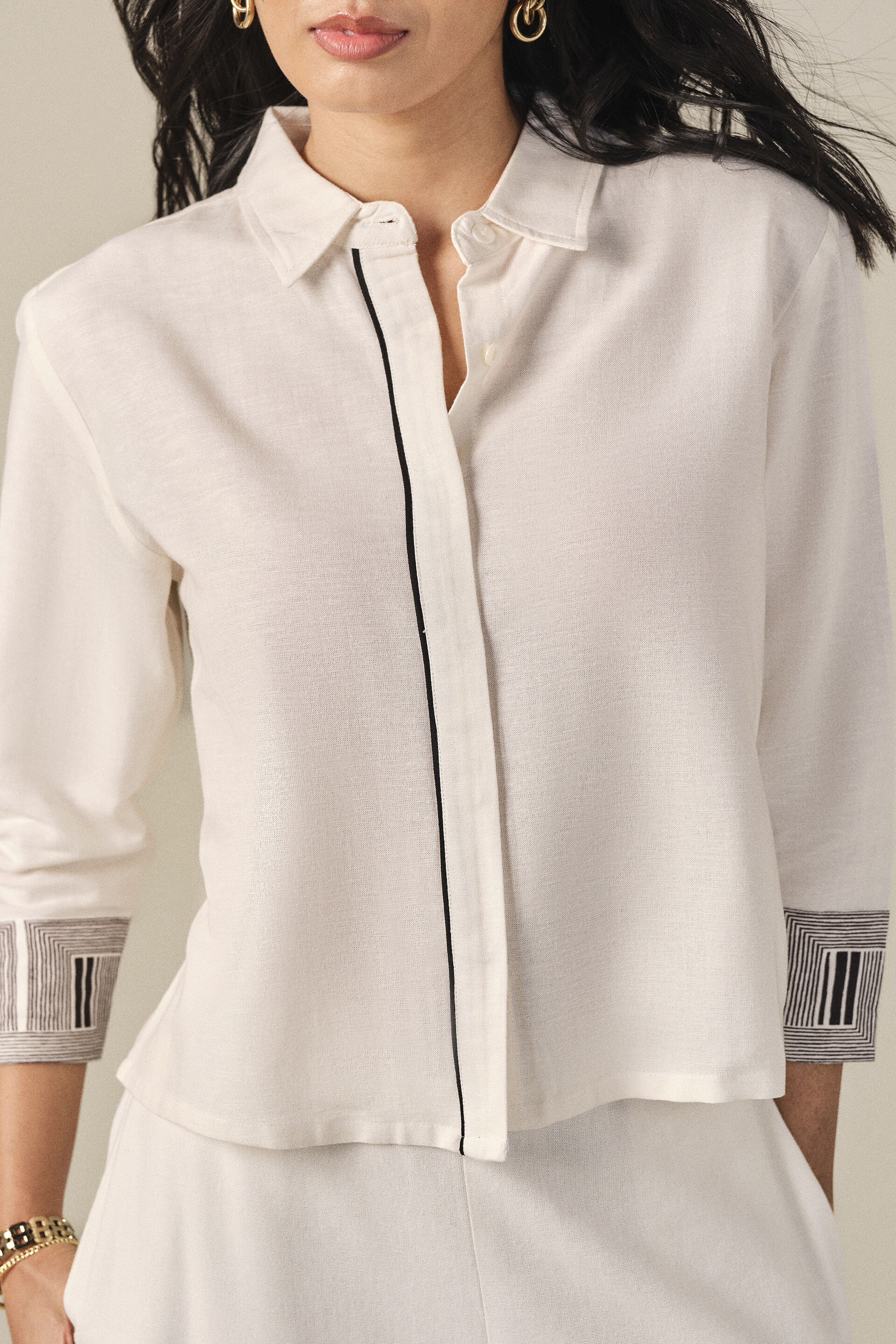 Printed Shirt in Beige, Beige, image 2